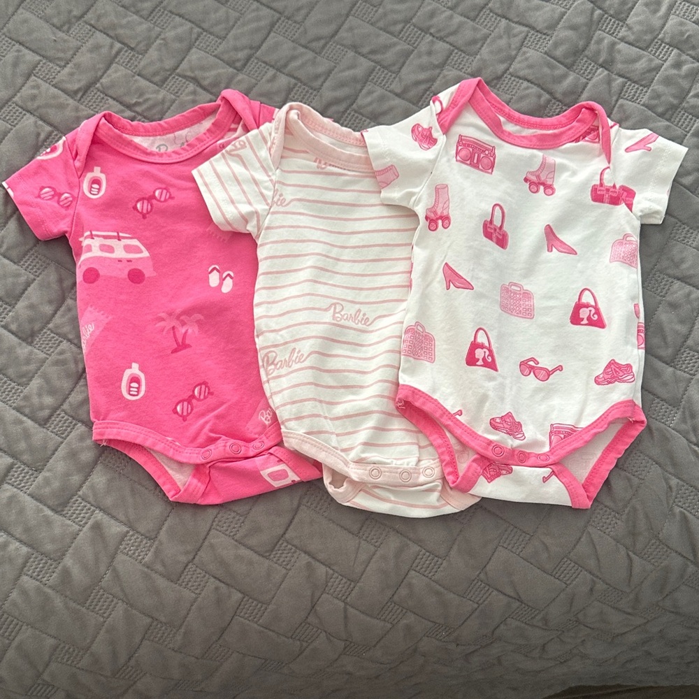 NWOT Monica + Andy Barbie Pink and White Bodysuit Trio